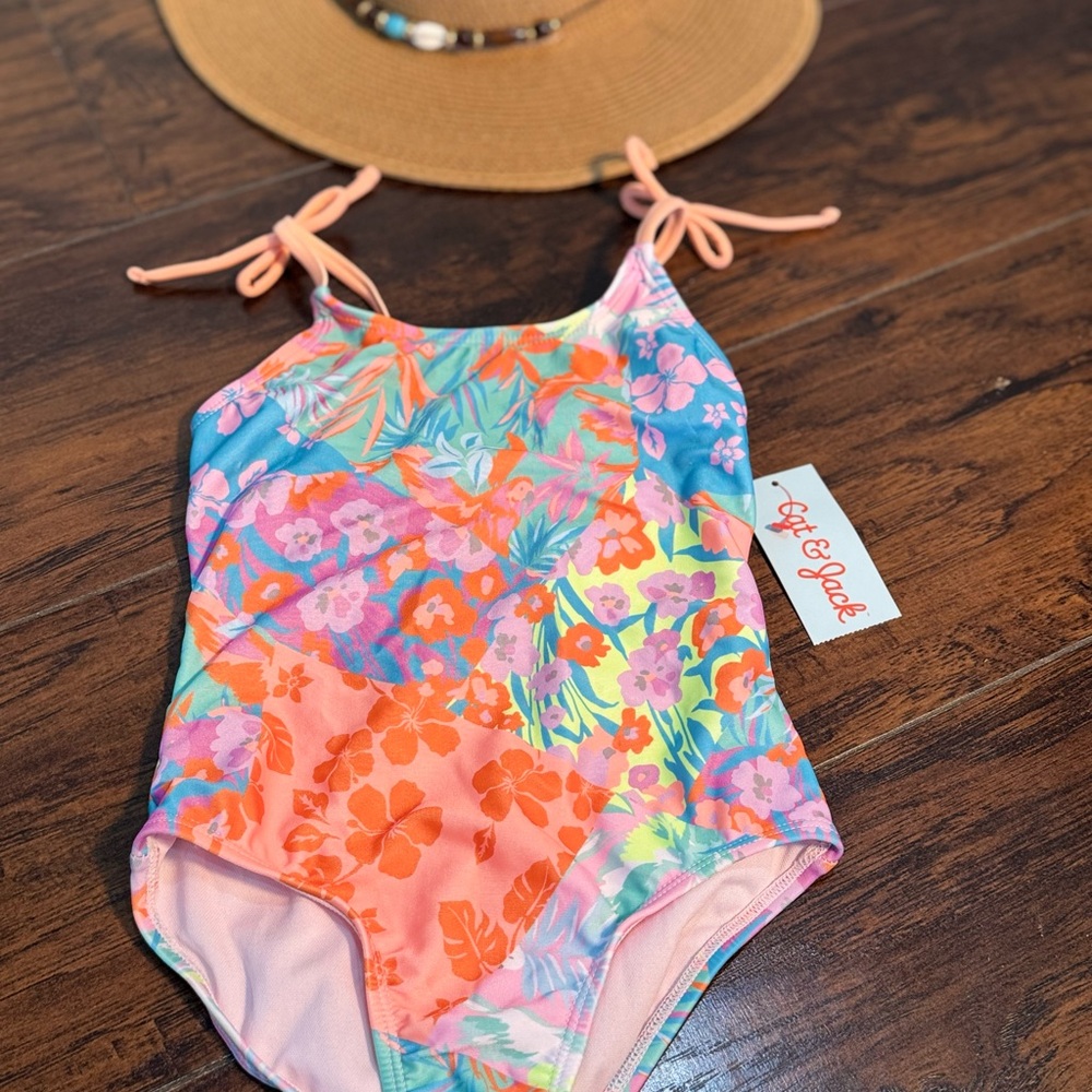 Cat & Jack Pink and Orange One Piece Swimsuit